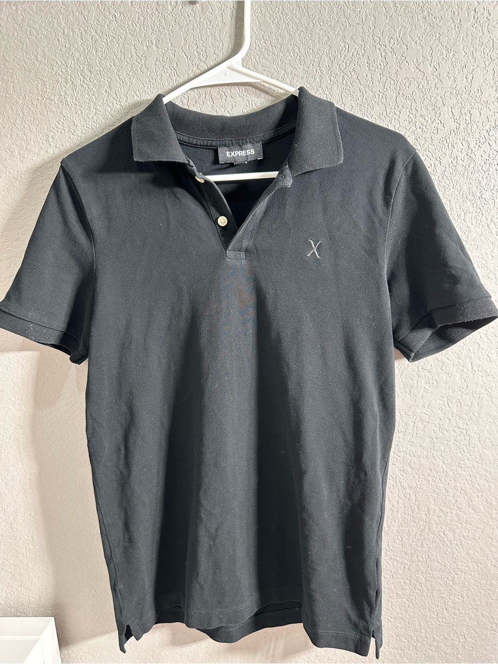 Express Men's‎ Black Polo with Subtle Chest Stitching